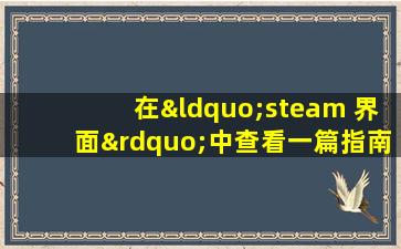 在“steam 界面”中查看一篇指南